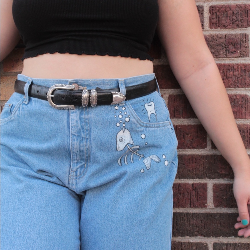 Hand painted Denim: Momento Mori by EmersonGenes